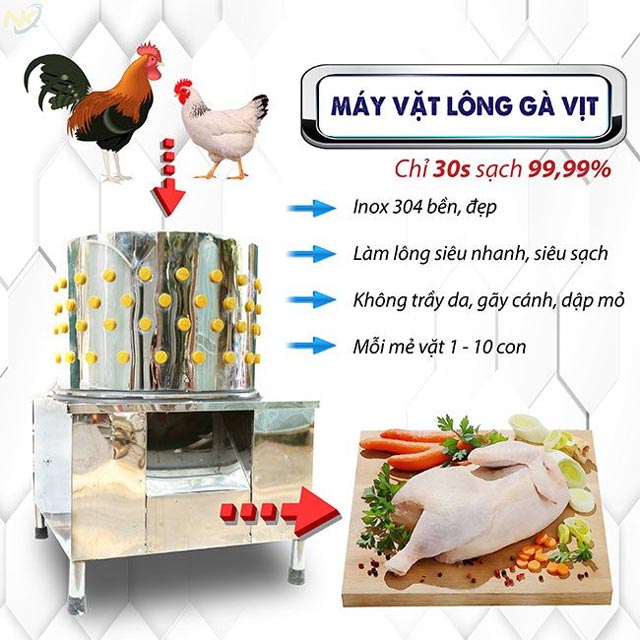 Máy vặt lông gà vịt làm sạch 99,99% đảm bảo vệ sinh