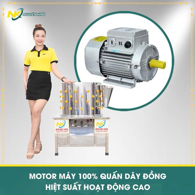 Motor máy vặt lông gà phi 55cm