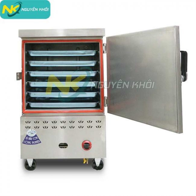 Tủ hấp công nghiệp 6 khay bằng gas Nguyên Khôi