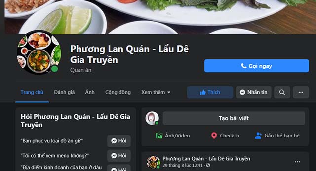 Tạo Fanpage quán lẩu dê, fanpage quán lẩu dê