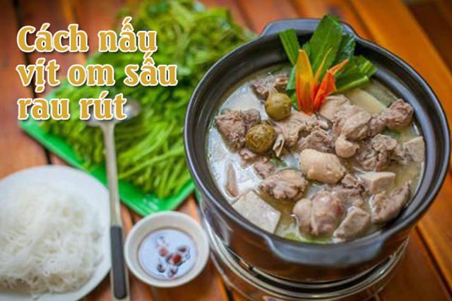 cách làm vịt om sấu rau rút, Cách nấu vịt om sấu