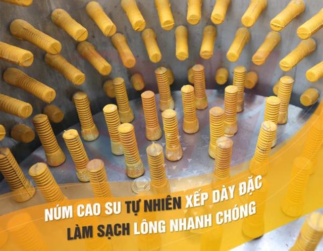 Núm cao su máy vặt lông gà lông vịt, Kích thước núm cao su máy vặt lông gà