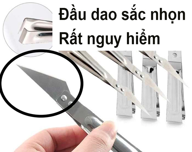 Đầu dao của nhíp 2 in 1 sắc nhọn đầy nguy hiểm